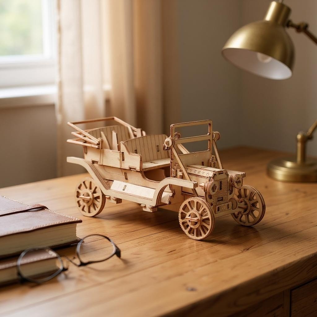 Puzzle 3D en Bois - WoodGenius™ - Voiture Classique - Le Merveilleux Monde de l'Enfance