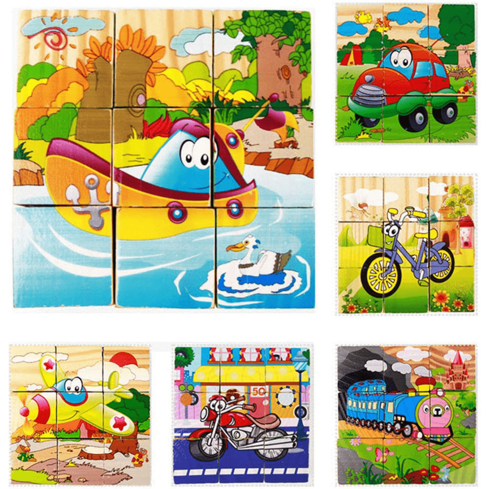Puzzle en Bois - CubeMontessori™ - Moyens de Transport - Le Merveilleux Monde de l'Enfance