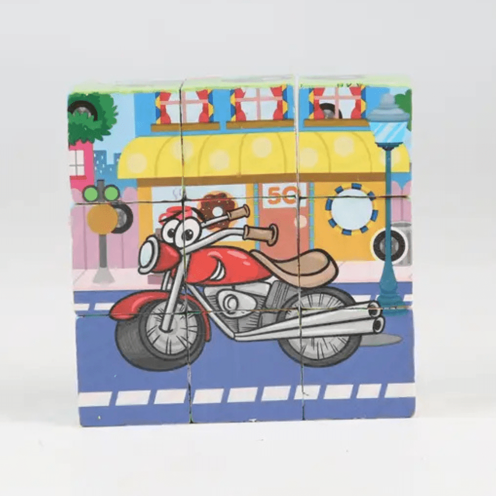 Puzzle en Bois - CubeMontessori™ - Moyens de Transport - Le Merveilleux Monde de l'Enfance