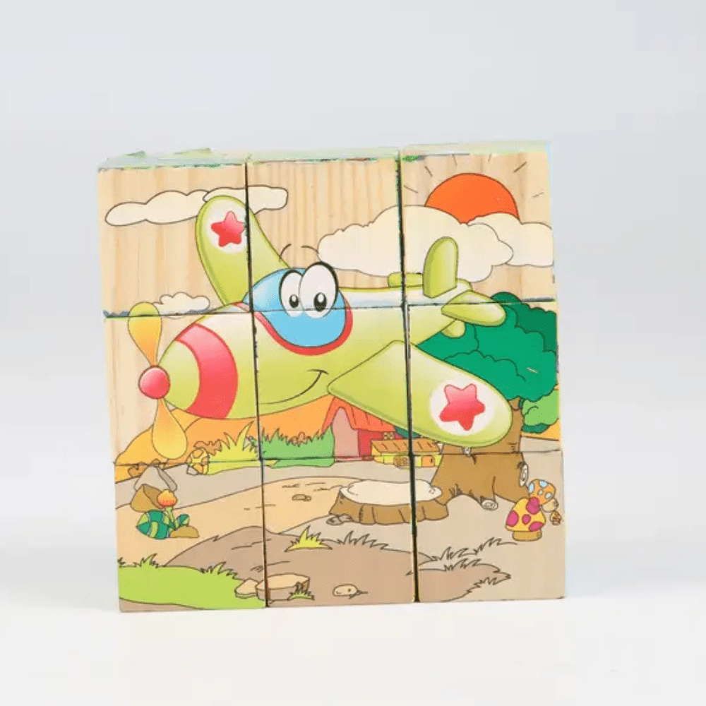 Puzzle en Bois - CubeMontessori™ - Moyens de Transport - Le Merveilleux Monde de l'Enfance