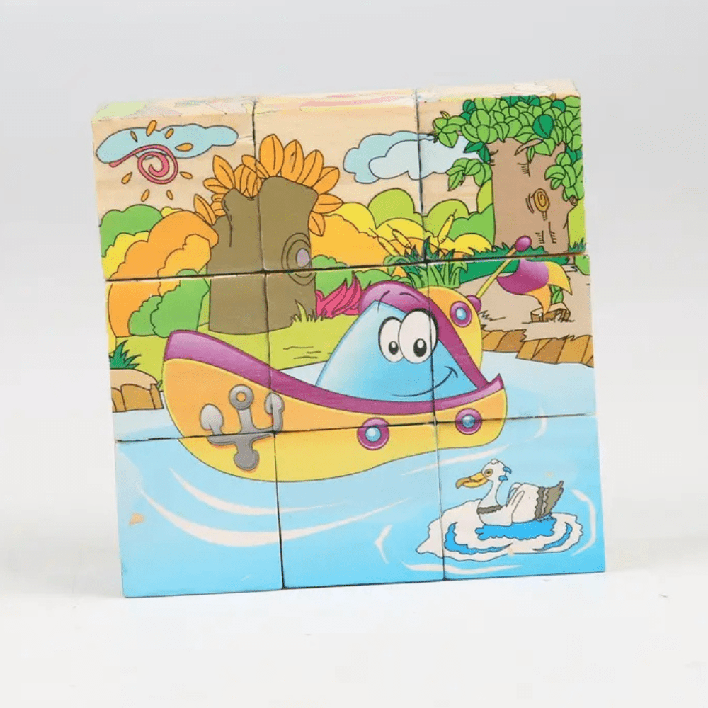 Puzzle en Bois - CubeMontessori™ - Moyens de Transport - Le Merveilleux Monde de l'Enfance