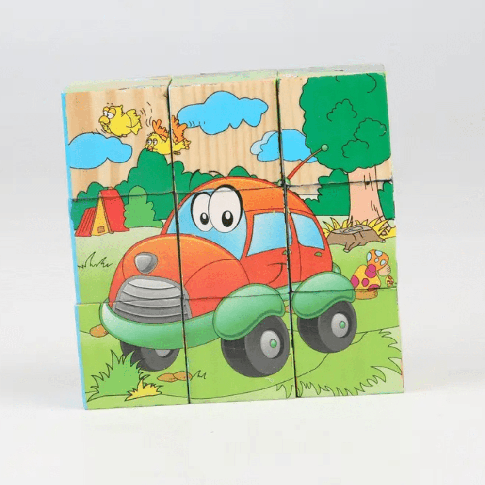 Puzzle en Bois - CubeMontessori™ - Moyens de Transport - Le Merveilleux Monde de l'Enfance