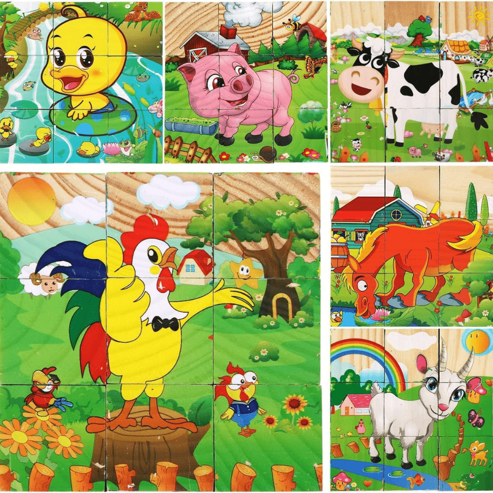Puzzle en Bois - CubeMontessori™ - Ferme Bébé - Le Merveilleux Monde de l'Enfance