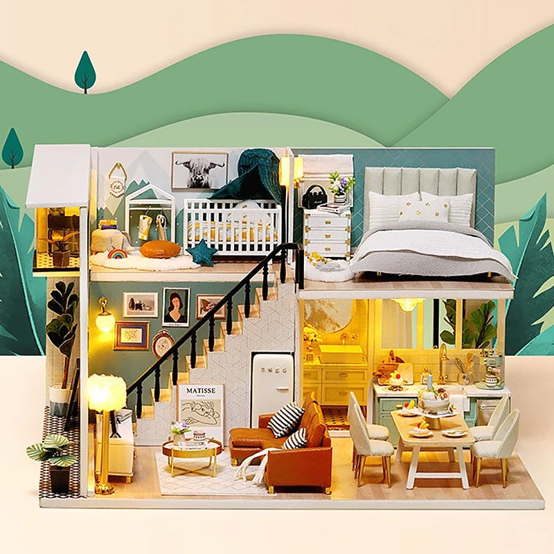 Maison de Poupée - MiniDollhousePuzzle™ - Beige & Vert