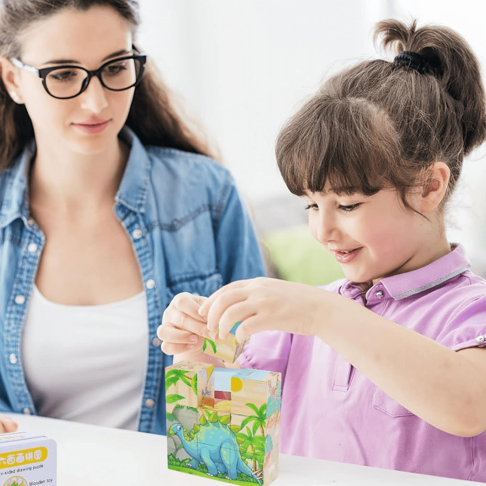 Puzzle en Bois - CubeMontessori™ - Dinosaures - Le Merveilleux Monde de l'Enfance