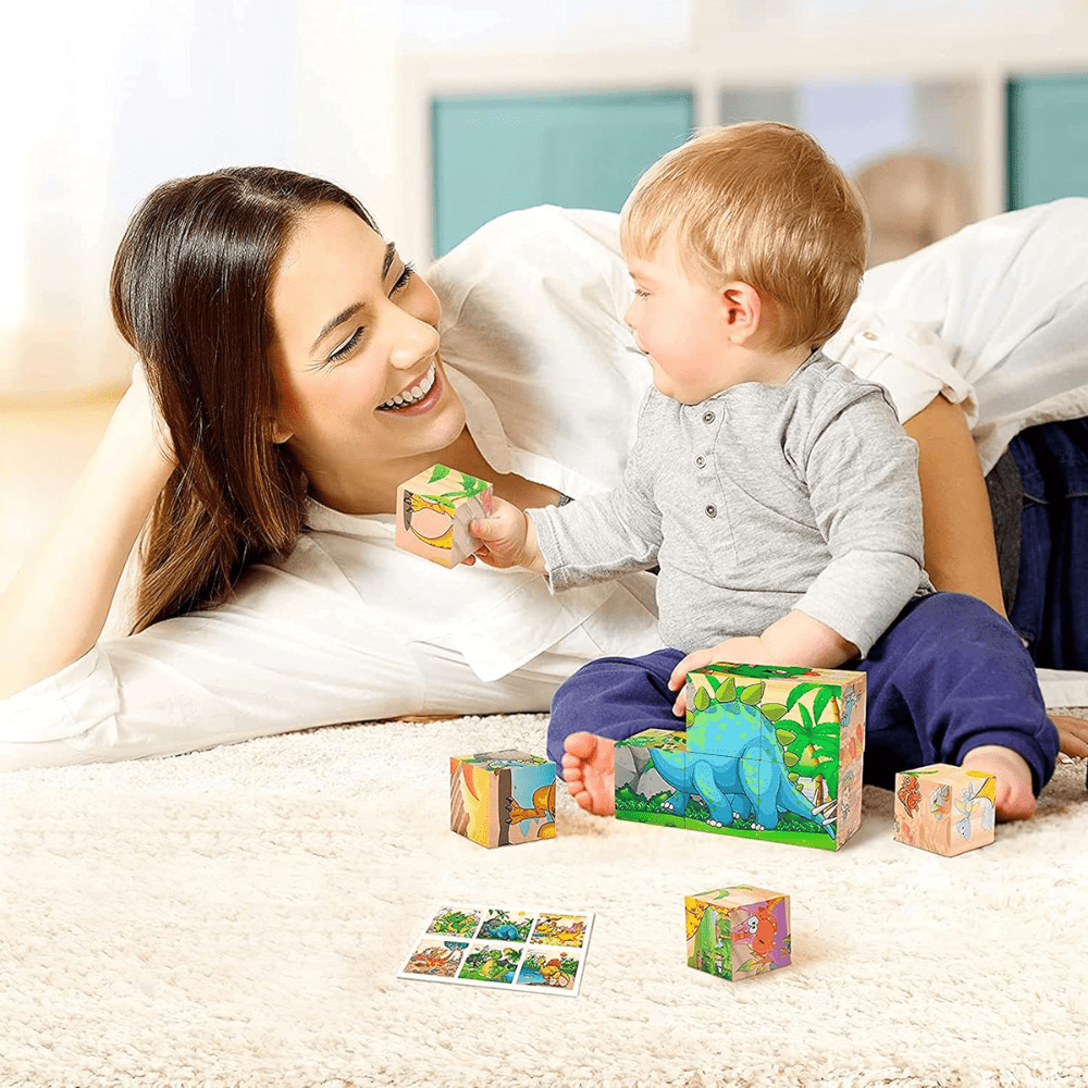 Puzzle en Bois - CubeMontessori™ - Dinosaures - Le Merveilleux Monde de l'Enfance