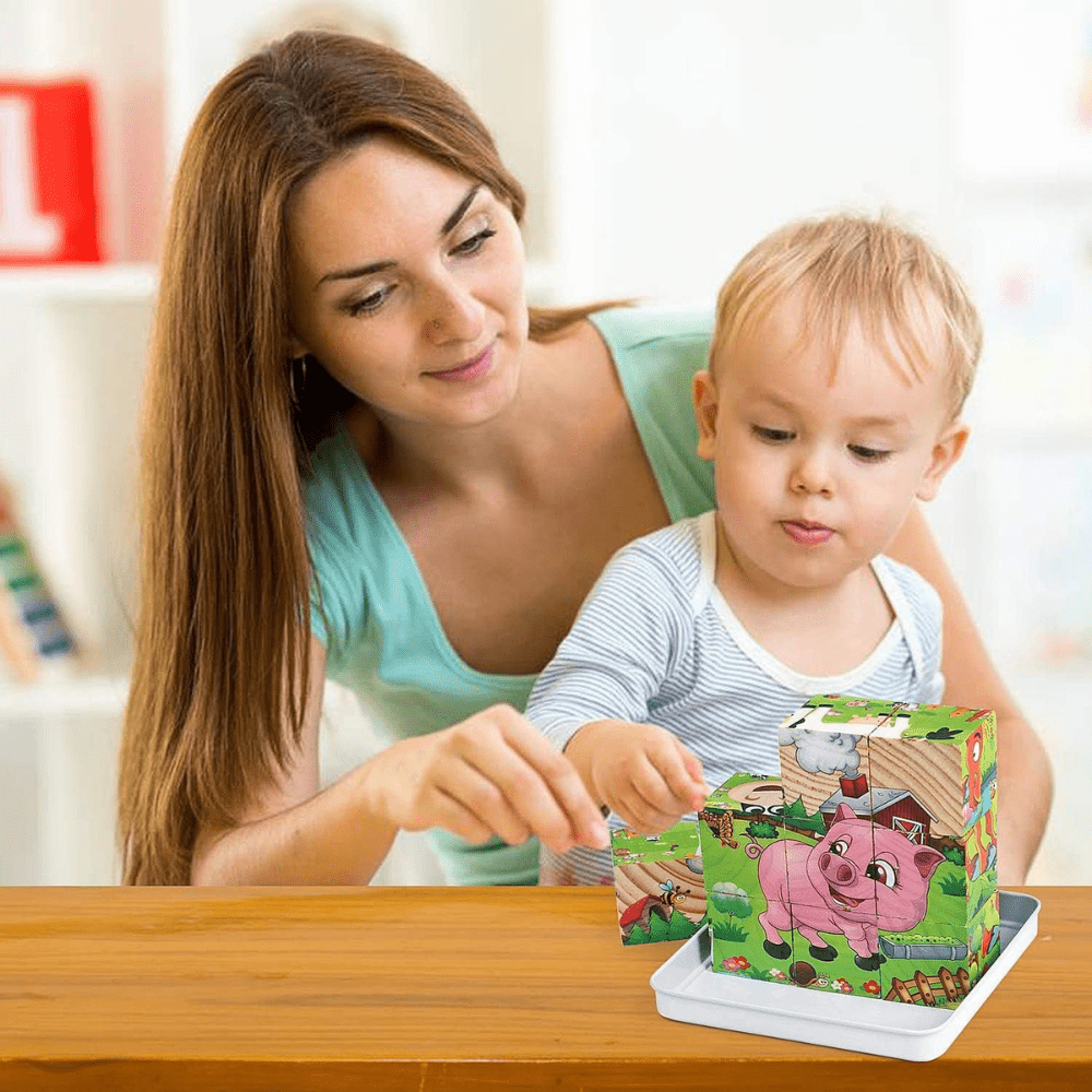 Puzzle en Bois - CubeMontessori™ - Ferme Bébé - Le Merveilleux Monde de l'Enfance