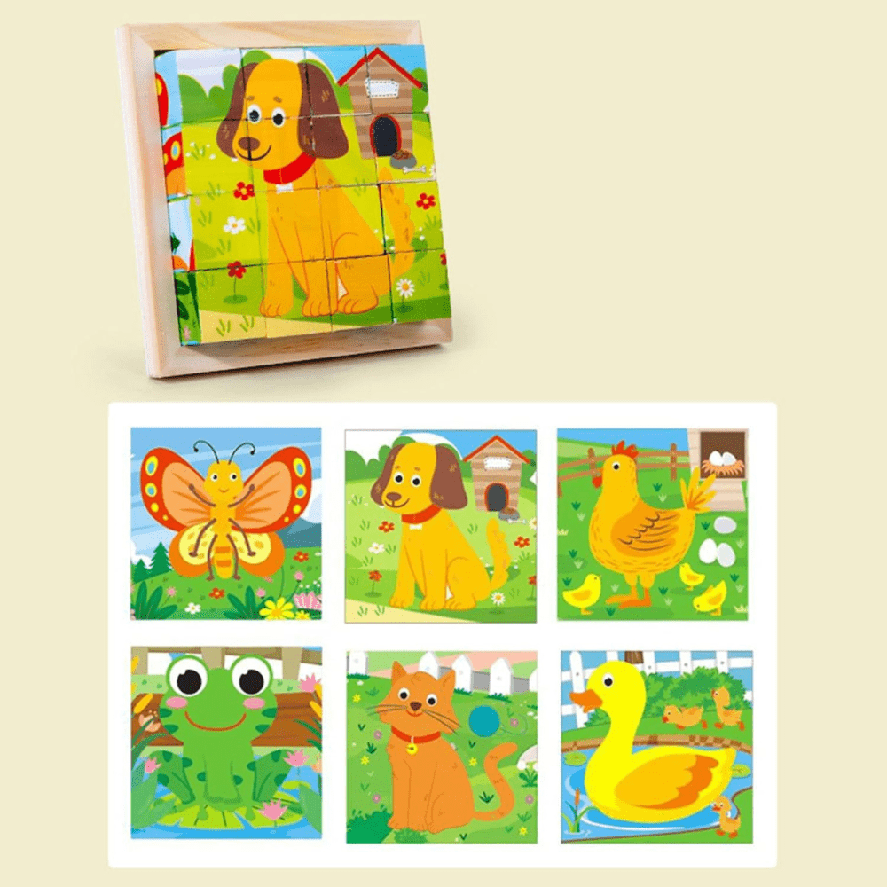 Puzzle en Bois - CubeMontessori™ - Animaux de la Ferme - Le Merveilleux Monde de l'Enfance
