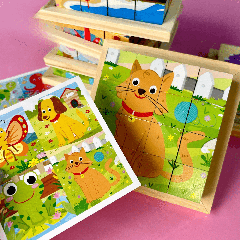 Puzzle en Bois - CubeMontessori™ - Animaux de la Ferme - Le Merveilleux Monde de l'Enfance