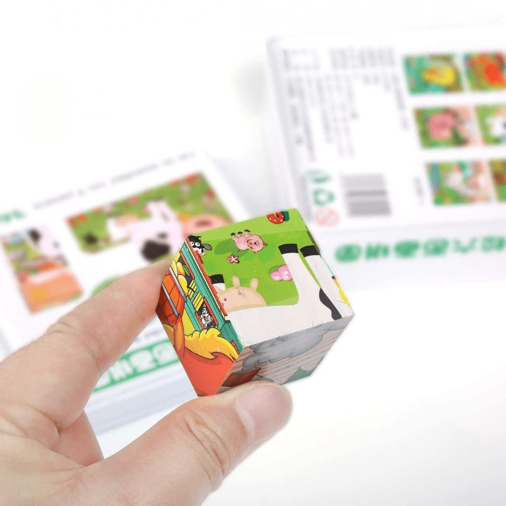 Puzzle en Bois - CubeMontessori™ - Ferme Bébé - Le Merveilleux Monde de l'Enfance