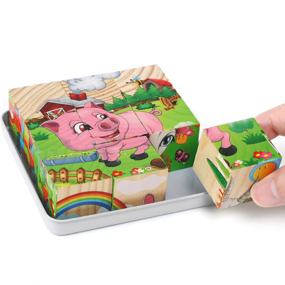 Puzzle en Bois - CubeMontessori™ - Ferme Bébé - Le Merveilleux Monde de l'Enfance