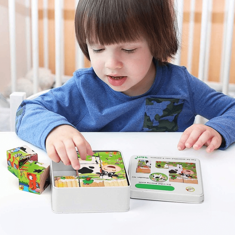 Puzzle en Bois - CubeMontessori™ - Ferme Bébé - Le Merveilleux Monde de l'Enfance