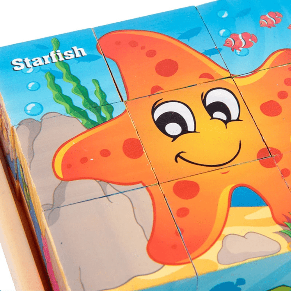 Puzzle en Bois - CubeMontessori™ - Animaux Marins - Le Merveilleux Monde de l'Enfance