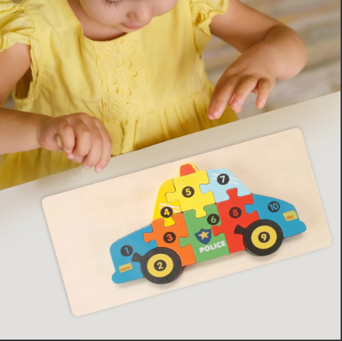 puzzle en bois - MacaronPuzzle™ - Voiture de Police