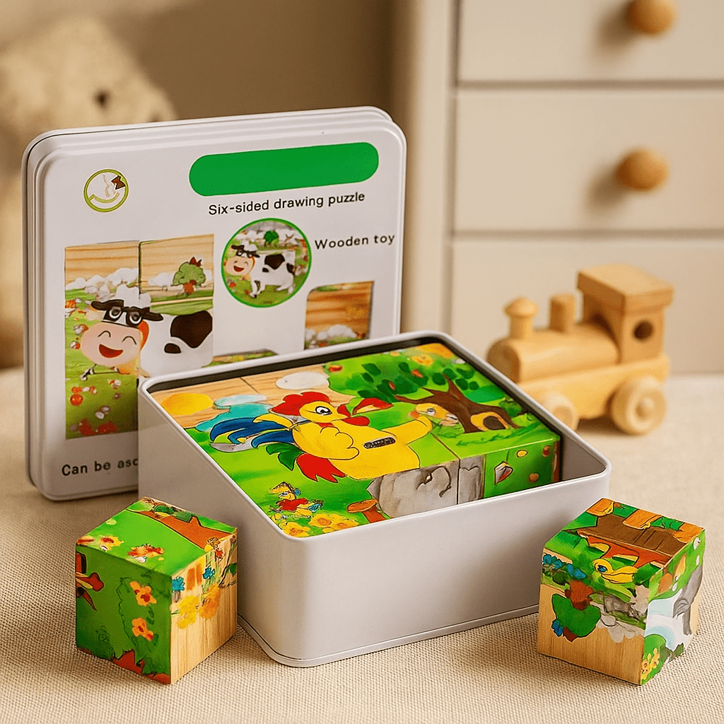 Puzzle en Bois - CubeMontessori™ - Ferme Bébé - Le Merveilleux Monde de l'Enfance