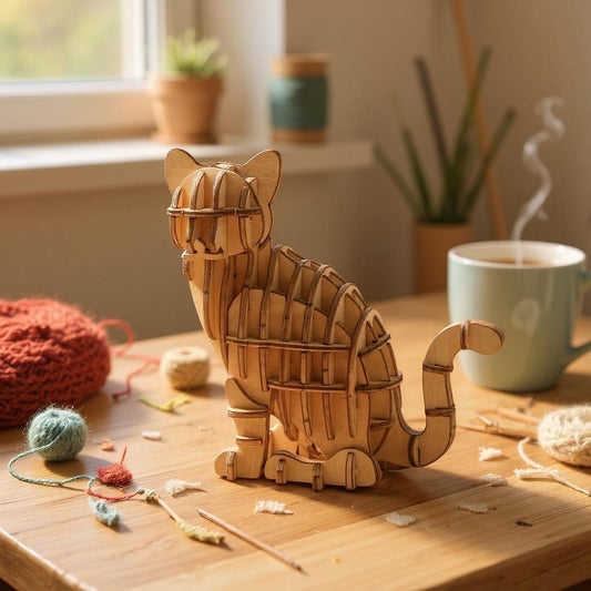 Puzzle 3D en Bois - WoodGenius™ - Chat