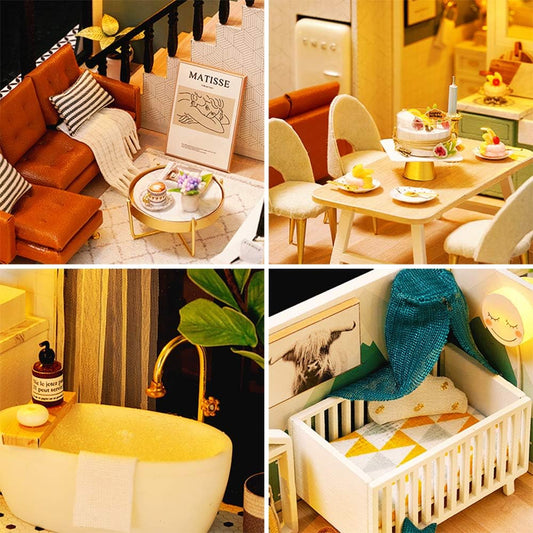 Maison de Poupée - MiniDollhousePuzzle™ - Beige & Vert