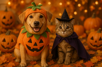 Chien et chat déguisés Halloween
